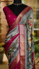 Pichwai Digital Printed Mysore Crepe Silk Saree With Blouse-ISKWSR0308HS4228