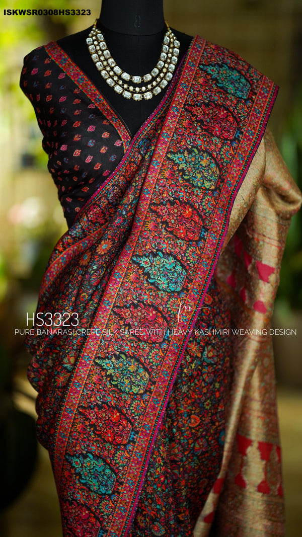Banarasi Weaved Crepe Silk Saree With Blouse-ISKWSR0308HS3323