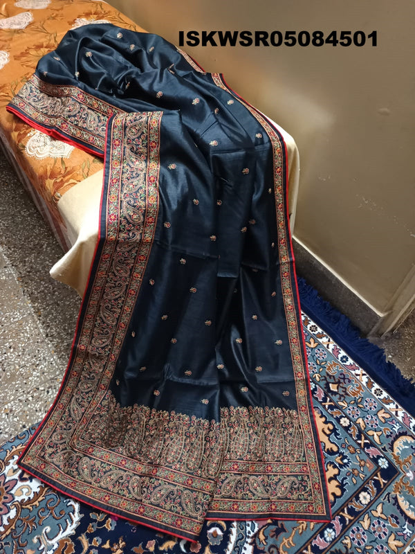 Kashmiri Silk Saree With Embroidered Blouse-ISKWSR05084501