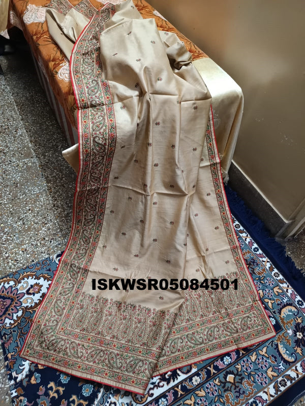 Kashmiri Silk Saree With Embroidered Blouse-ISKWSR05084501