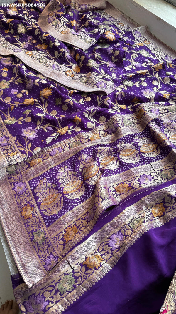 Banarasi Weaved Khadi Georgette Saree With Blouse-ISKWSR05084502