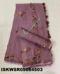Embroidered Linen Saree With Blouse-ISKWSR05084503