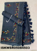 Embroidered Linen Saree With Blouse-ISKWSR05084503