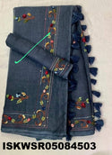 Embroidered Linen Saree With Blouse-ISKWSR05084503