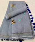 Embroidered Linen Saree With Blouse-ISKWSR05084503