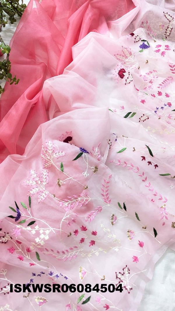 Embroidered Organza Saree With Blouse-ISKWSR06084504