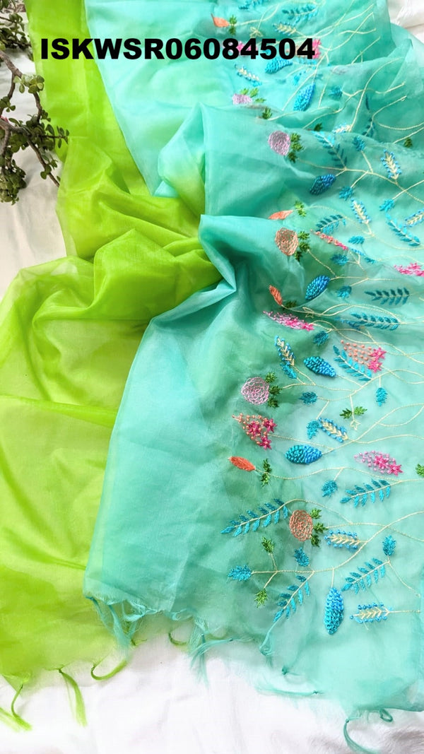 Embroidered Organza Saree With Blouse-ISKWSR06084504