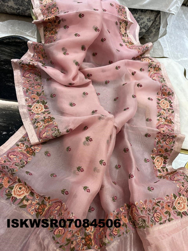 Embroidered Organza Saree With Blouse-ISKWSR07084506