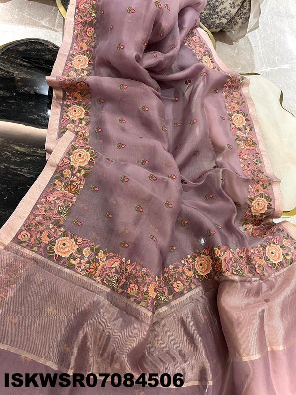 Embroidered Organza Saree With Blouse-ISKWSR07084506