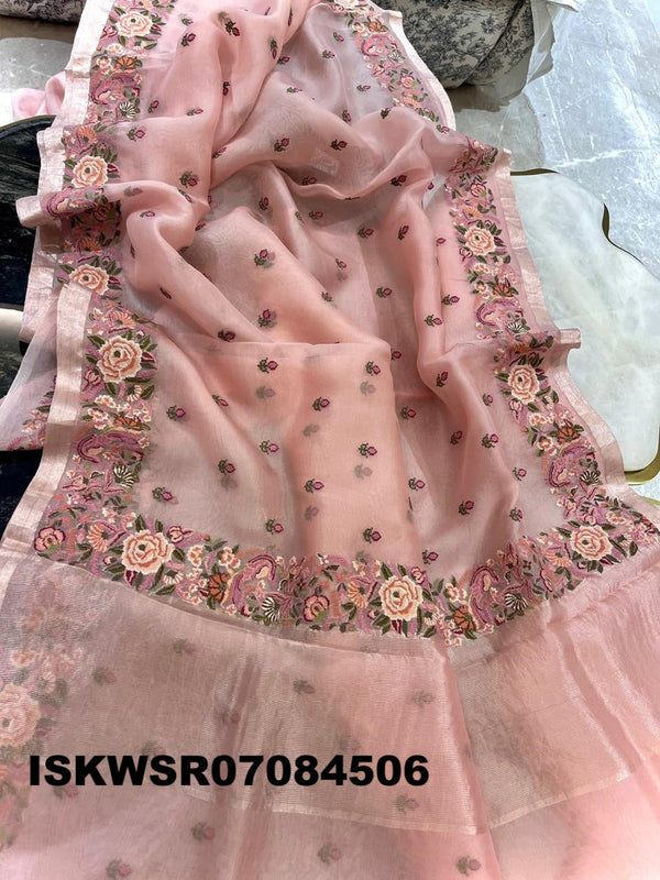 Embroidered Organza Saree With Blouse-ISKWSR07084506