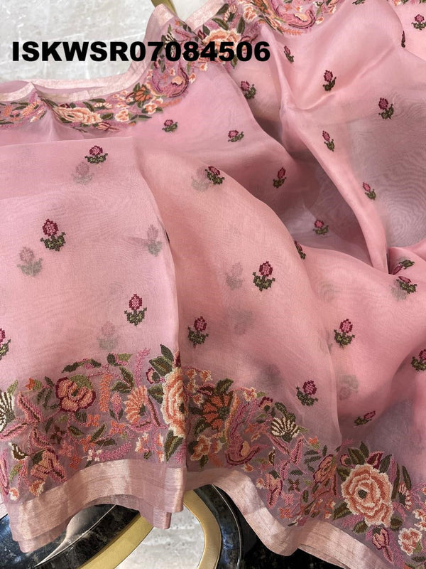 Embroidered Organza Saree With Blouse-ISKWSR07084506