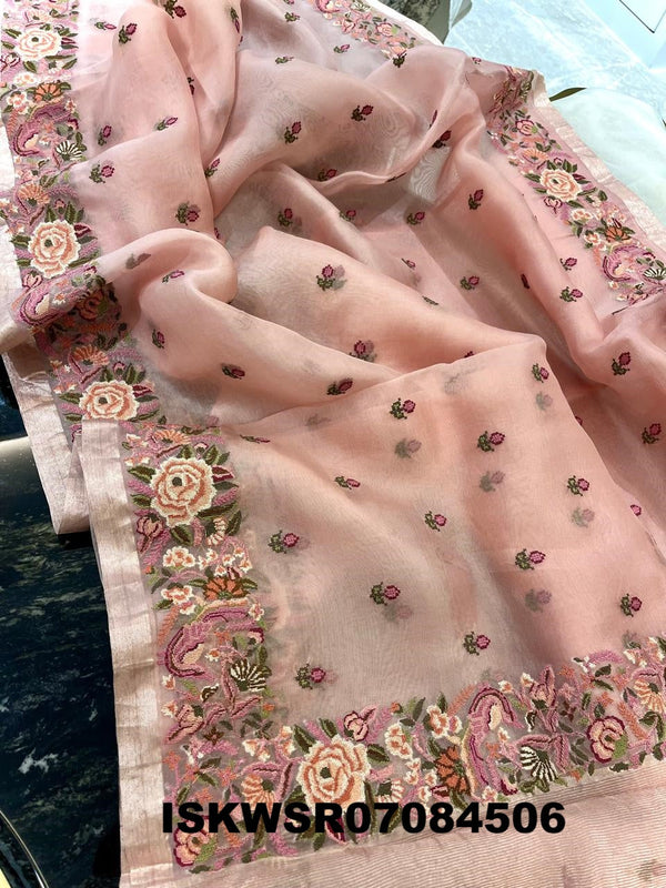 Embroidered Organza Saree With Blouse-ISKWSR07084506