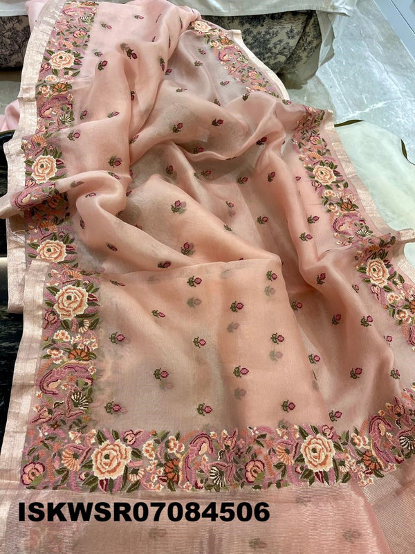 Embroidered Organza Saree With Blouse-ISKWSR07084506