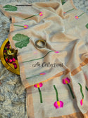 Hand Woven Linen Tissue Silk Saree With Blouse-ISKWSR07084507