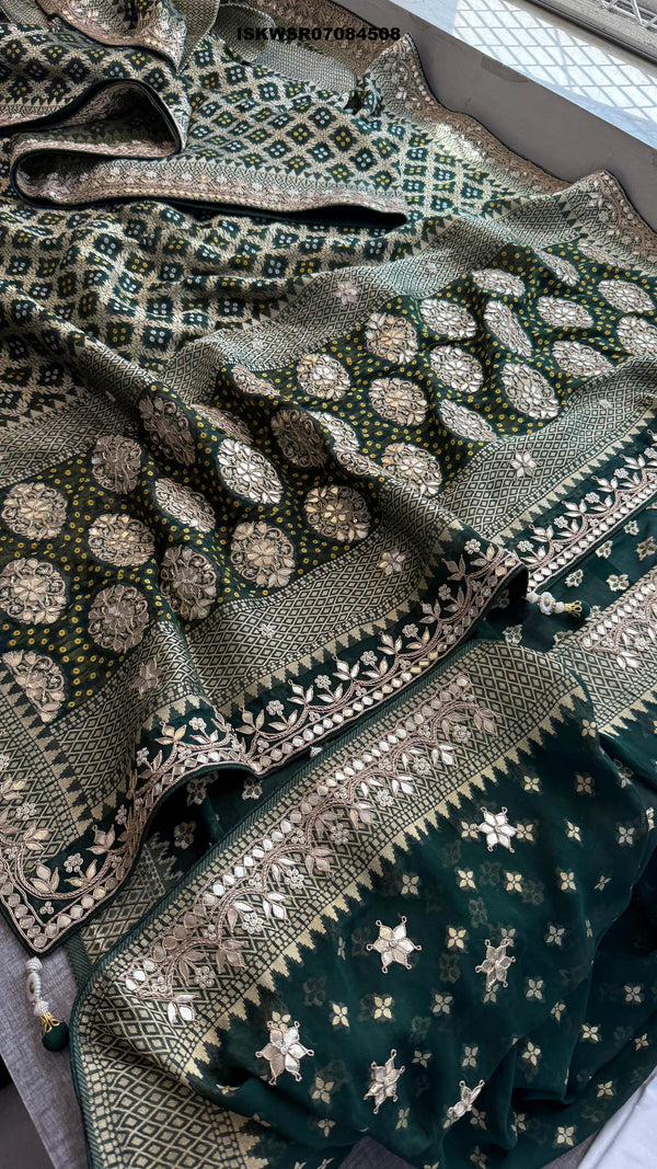 Banarasi Weaved Khadi Georgette Saree With Blouse-ISKWSR07084508