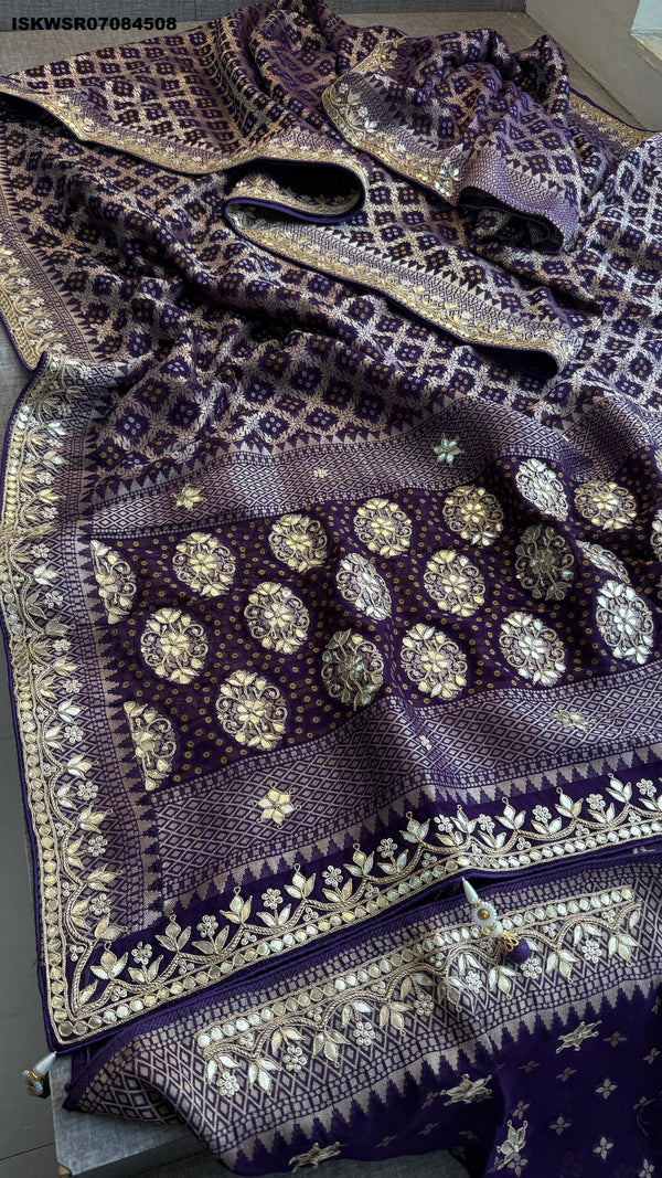 Banarasi Weaved Khadi Georgette Saree With Blouse-ISKWSR07084508