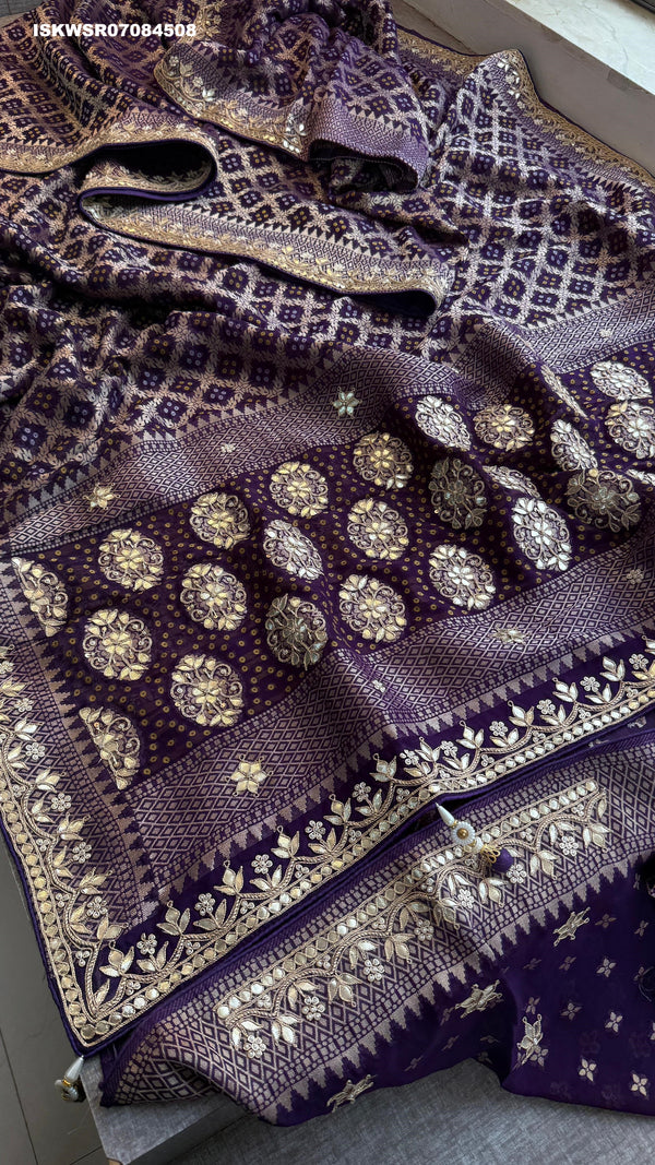 Banarasi Weaved Khadi Georgette Saree With Blouse-ISKWSR07084508