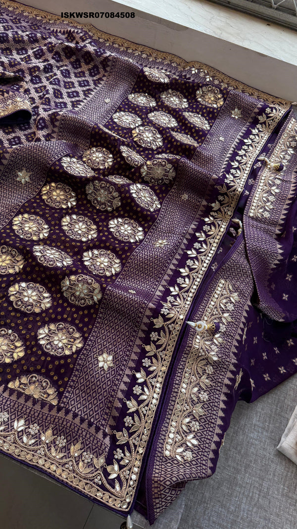 Banarasi Weaved Khadi Georgette Saree With Blouse-ISKWSR07084508