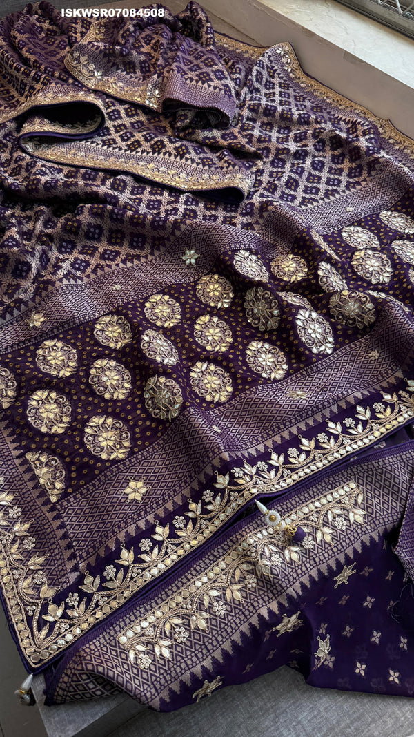 Banarasi Weaved Khadi Georgette Saree With Blouse-ISKWSR07084508