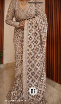 Sequined Net Saree With Ready To Wear Blouse-ISKWSR07084509