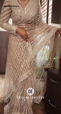 Sequined Net Saree With Ready To Wear Blouse-ISKWSR07084510