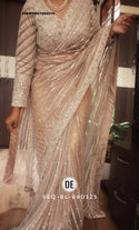 Sequined Net Saree With Ready To Wear Blouse-ISKWSR07084510