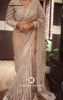 Sequined Net Saree With Ready To Wear Blouse-ISKWSR07084510