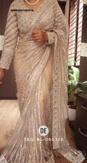 Sequined Net Saree With Ready To Wear Blouse-ISKWSR07084510