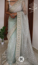 Embroidered Net Saree With Blouse-ISKWSR07084511