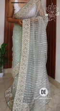 Embroidered Net Saree With Blouse-ISKWSR07084511