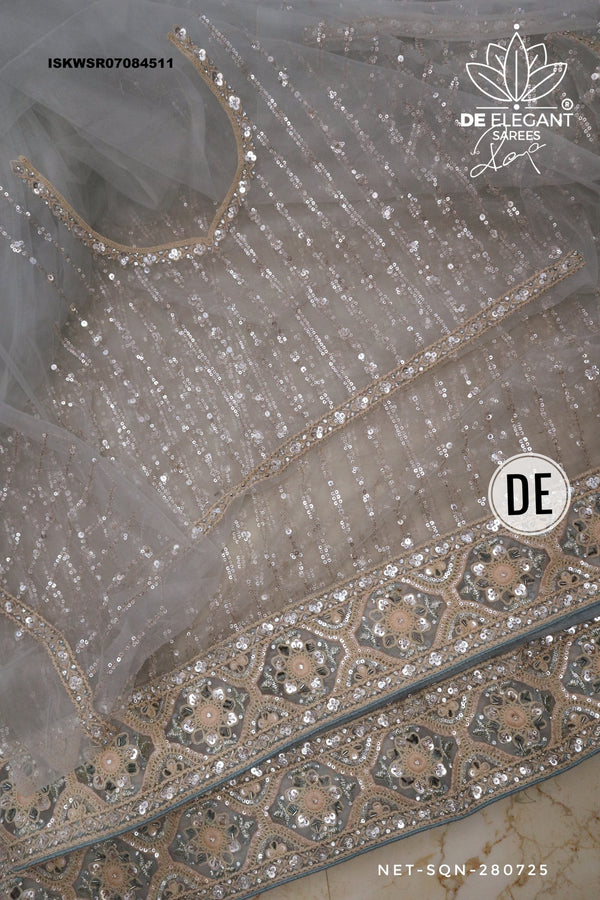 Embroidered Net Saree With Blouse-ISKWSR07084511