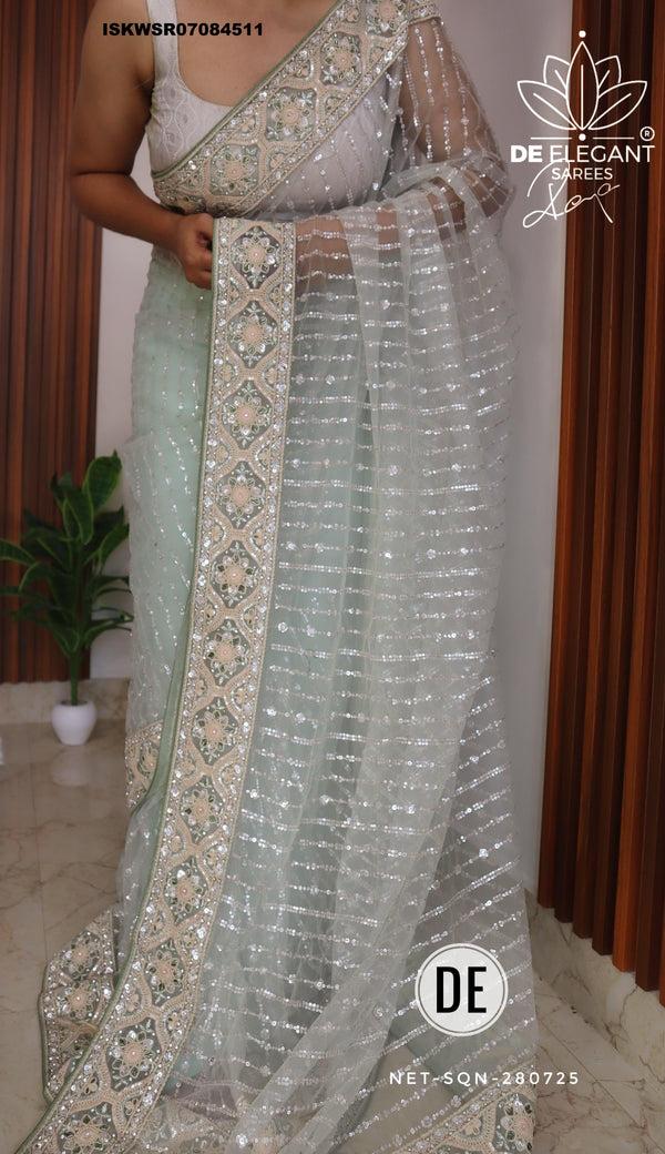 Embroidered Net Saree With Blouse-ISKWSR07084511