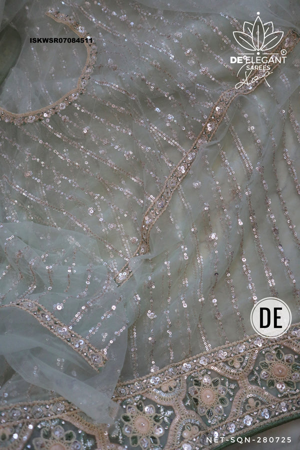 Embroidered Net Saree With Blouse-ISKWSR07084511