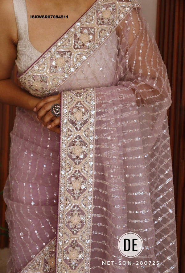 Embroidered Net Saree With Blouse-ISKWSR07084511
