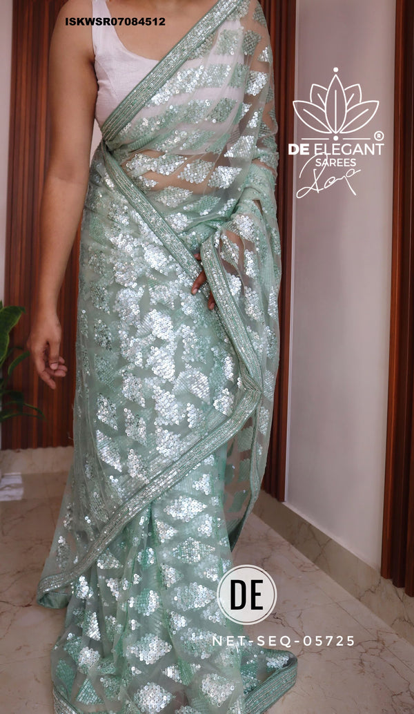 Embroidered Net Saree With Blouse-ISKWSR07084512