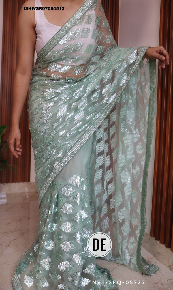 Embroidered Net Saree With Blouse-ISKWSR07084512