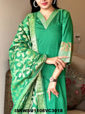 Banarasi Silk Kurti With Silk Pant And Banarasi Dupatta-ISKWSU1108VC3018