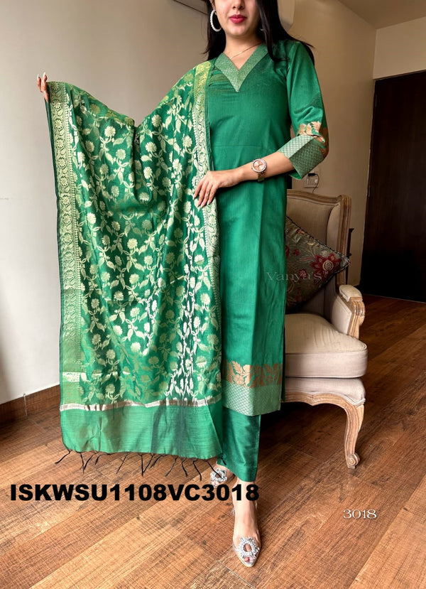 Banarasi Silk Kurti With Silk Pant And Banarasi Dupatta-ISKWSU1108VC3018
