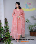 Hand Block Printed Kota Doriya Kurti With Cotton Pant And Block Printed Dupatta-ISKWSU1308PPC/D1697