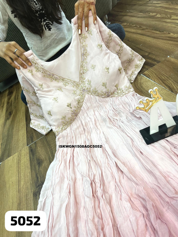 Embroidered Ombre Chinon Silk Gown-ISKWGN1508AGC5052
