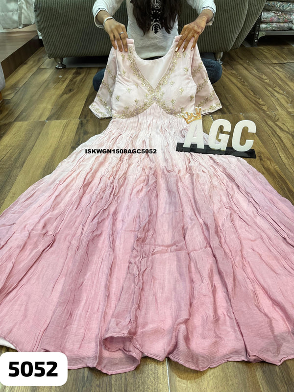 Embroidered Ombre Chinon Silk Gown-ISKWGN1508AGC5052