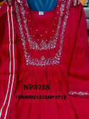 Embroidered Malmal Chanderi A-Line Kurti With Pant And Dupatta-ISKWSU1805NP3718