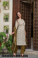 Printed Cotton Kurti With Pant And Dupatta-ISKWSU18081499