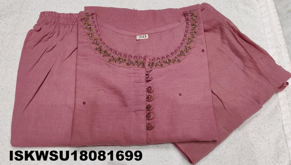 Embroidered Cotton Kurti With Pant And Dupatta-ISKWSU18081699