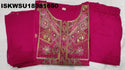 Embroidered Cotton Flared Kurti With Pant And Dyed Dupatta-ISKWSU18081690