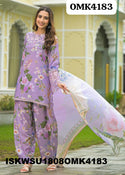 Printed Cotton Kurti With Pant And Dupatta-ISKWSU1808OMK4183