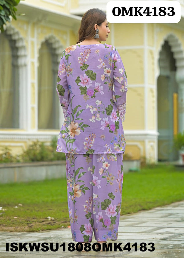 Printed Cotton Kurti With Pant And Dupatta-ISKWSU1808OMK4183
