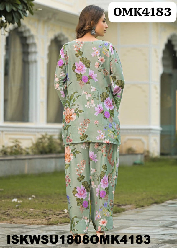 Printed Cotton Kurti With Pant And Dupatta-ISKWSU1808OMK4183