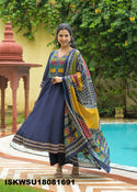 Sequined Cotton Anarkali Kurti With Pant And Printed Dupatta-ISKWSU18081691