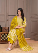 Printed Cotton Kurti With Pant And Dupatta-ISKWSU18081693